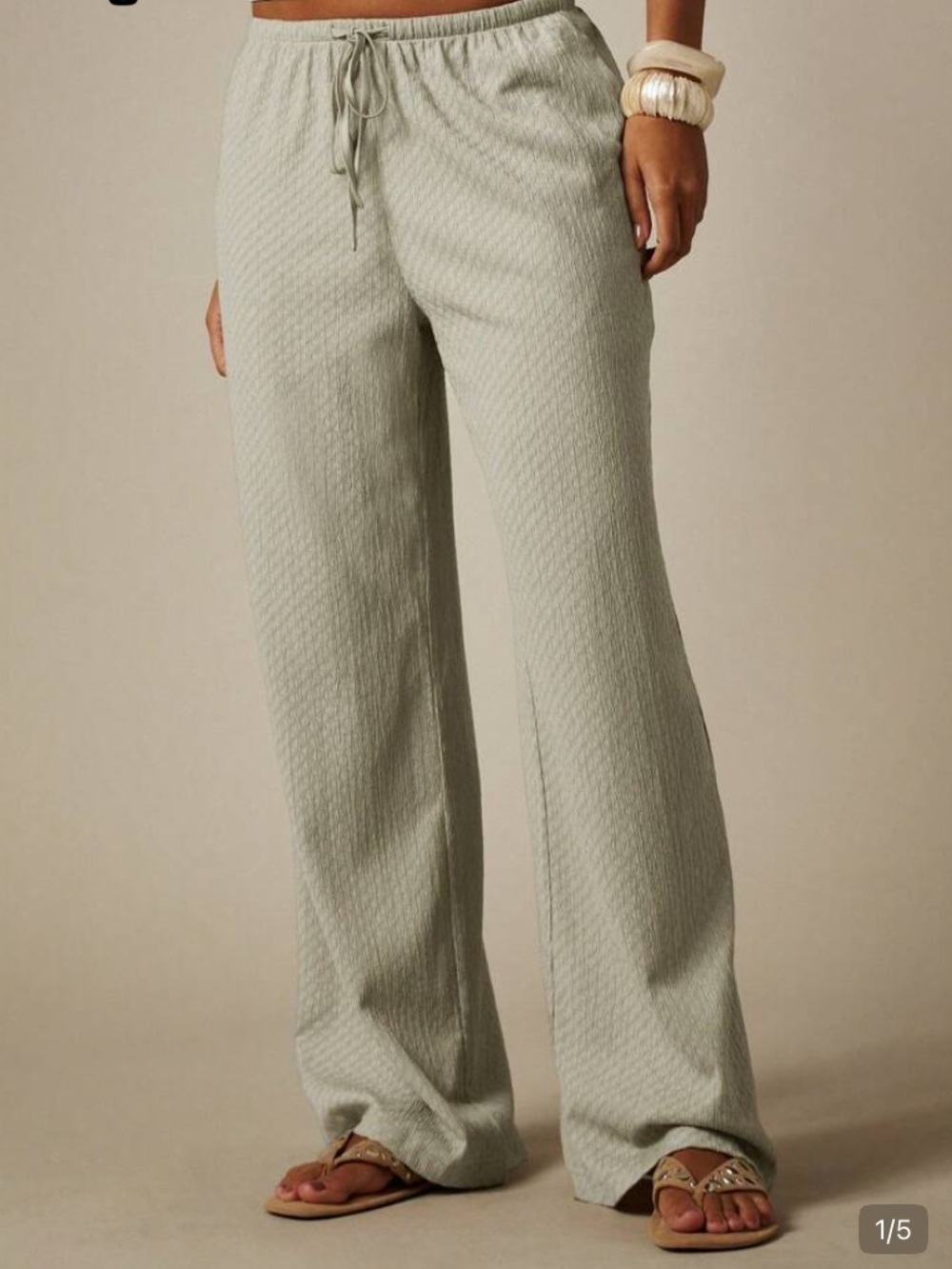 Wide Leg Knit Lounge Pants - Sage Green